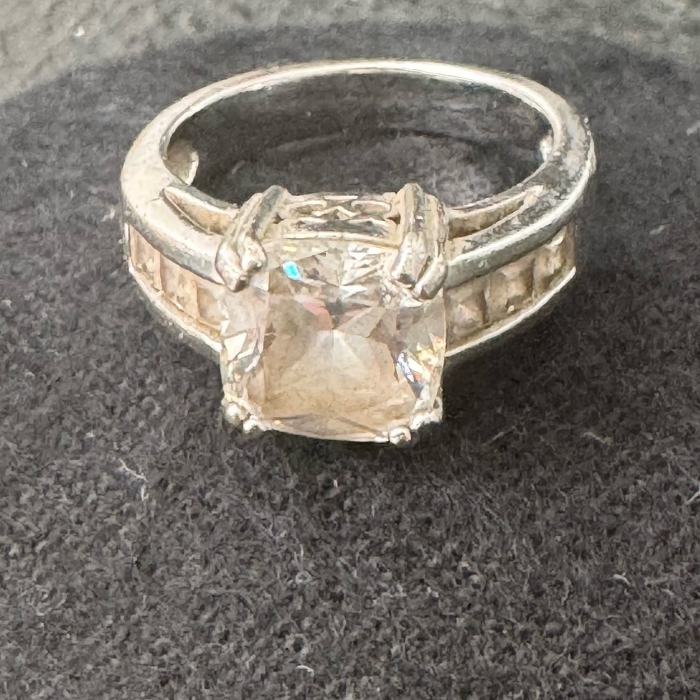 Vintage .925 Cushion Cut Solitaire Ring cz